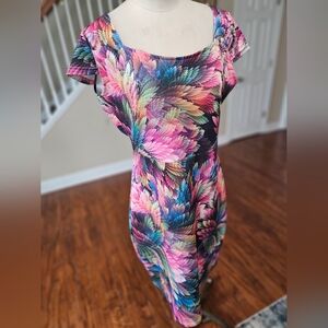 Women's Multicolor Floral Leaf Print Dress